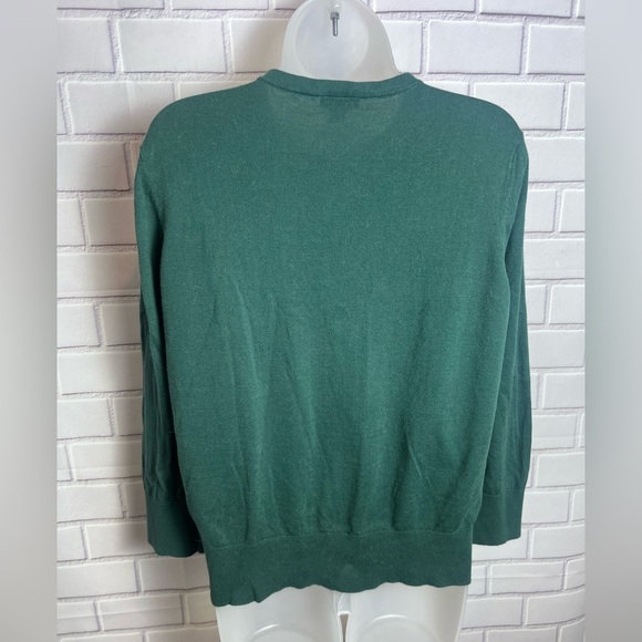 ANN TAYLOR green Embroireded Cardigan with Textured Floral Design/size L - Picture 9 of 11